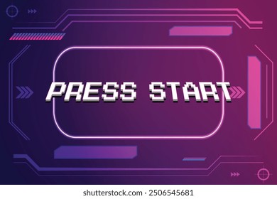 Press start Retro Video Game Background, circuit  technology background design. UI