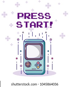 Press start retro videogame console