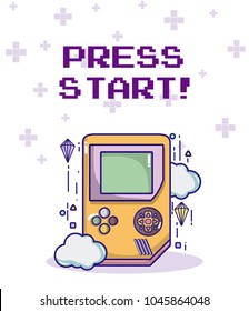 Press start retro videogame console