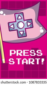 Press start videogame banner