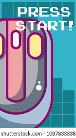 Press start videogame banner
