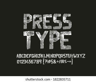 Press Texture font set in vector format
