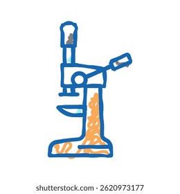 Herramienta de la prensa para preparar el Vector del bosquejo del icono del doodle del café. Herramienta de la prensa para preparar la muestra del café