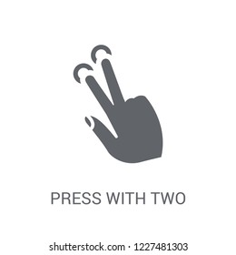 Press with two fingers icon. Trendy Press with two fingers logo concept on white background from Hands collection. Suitable for use on web apps, mobile apps and print media.