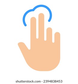 Presione con dos dedos. Golpear, golpear, presionar, hacer una captura de pantalla, pantalla táctil, panel de control, apagar, configuración, escáner de huellas digitales, usuario, dispositivo, gesto. Icono colorido sobre fondo blanco