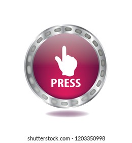 Press vector button, web design element