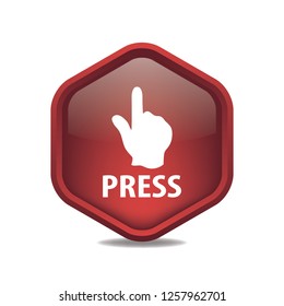 Press vector button, web design element