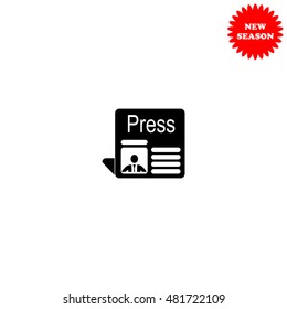 Press vector icon isolated on white background.