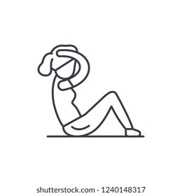 Press workout line icon concept. Press workout vector linear illustration, symbol, sign