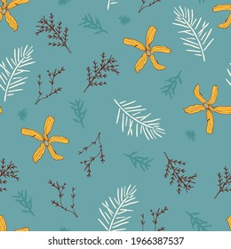 Pressed Botanicals Vector Seamless Pattern