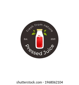 Pressed bottle smoothie juice logo badge icon template