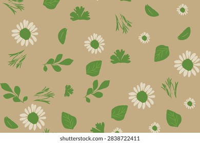 Pressed Herb Repeat Seamless Pattern For Heathy Packaging , nature , environment Events Backgrounds And nature posters 