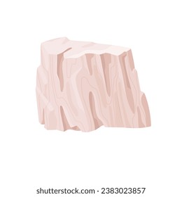 Pressed limestone with ragged surface. Rough stone with irregular shape: chalk, gypsum, calcite. Natural rock for decoration, organic materials. Flat isolated vector illustration on white background.