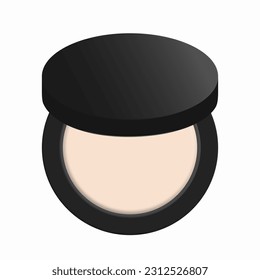 Pressed powder in a black case. isolated vector illustration on a white background.