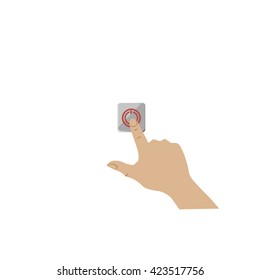 pressing the button
