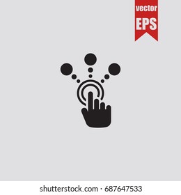 Pressing button icon in trendy isolated on grey background.Vector illustration.