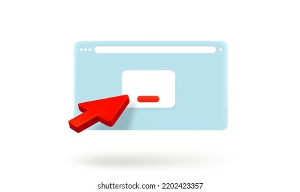Pressing a button on a web page. Agreement concept. 3d vector icon 