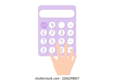 Vector de números de clave de calculadora de mano, diseño plano del vector de calculadora mínima, vector de calculadora aislada sobre fondo blanco, vector de herramientas de cuenta y finanzas, herramientas de negocios financieras.