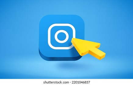 Pressing on image gallery app icon. 3d vector illustration