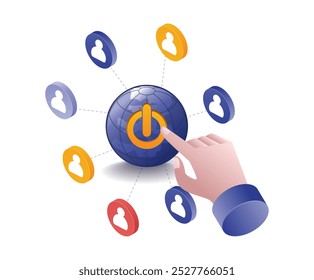 Pressing the world network button network people