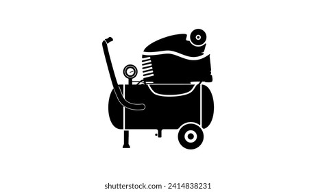 Pressure air compressor, black isolated silhouette