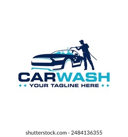 pressure car wash emblem logo design template