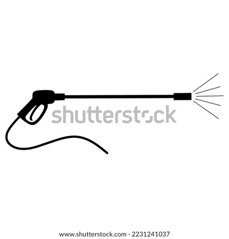 Pressure car wash vector isolated on white background. A good water gun tool is used for cleaning.