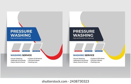 pressure cleaning and power washing social media post web banner design template 