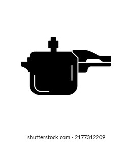 Pressure cooker icon in black flat glyph, filled style isolated on white background