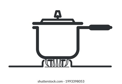 Pressure cooker icon for cooking on fire