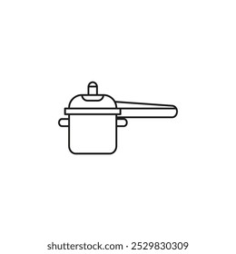 Symbol für Druckkochtopf, flache Linie, Symbol gesetzt.