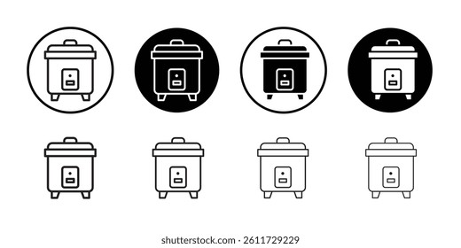 pressure cooker icon Flat simple outline set