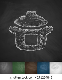 pressure cooker icon. Hand drawn vector illustration. Chalkboard Design