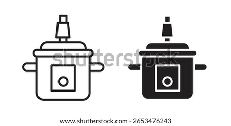 pressure cooker icon, outline vector sign, linear and solid style pictogram isolated on white.