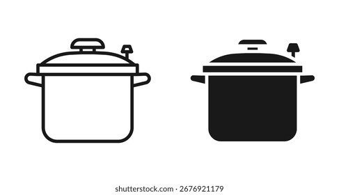 Druckkochtopf-Symbolsatz, Vektorgrafik .