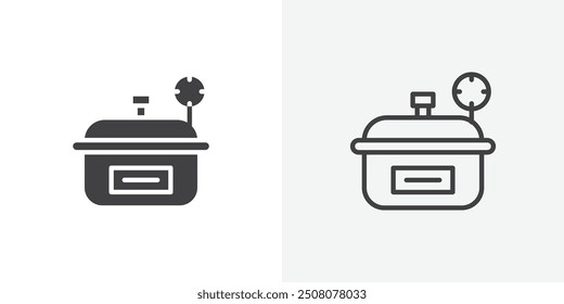 Pressure cooker icon in solid and outlined style