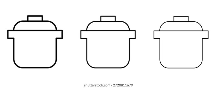 Símbolo de línea delgada del icono de la olla de presión en el fondo blanco, Ilustración vectorial editable del movimiento
