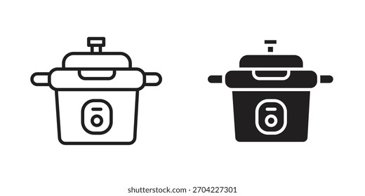 Druckkochtopf-Symbol in dünner Strich und flacher Form.