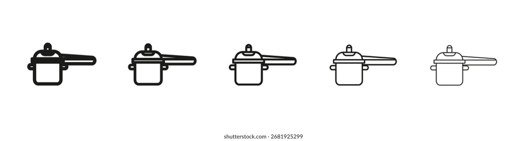 Icono de la olla de presión Conjunto de contorno de Vector Ilustración Signo