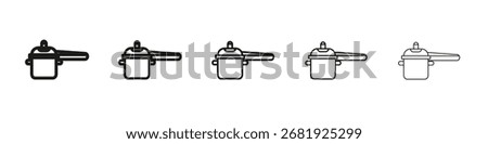 pressure cooker icon vector outline set illustration sign