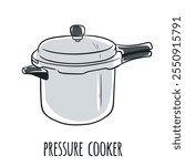 Pressure Cooker Isolated Vector Hand Drawn