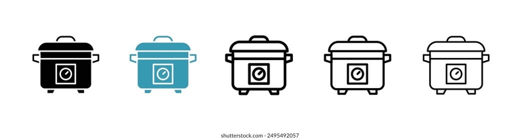 Pressure cooker line icon vector set.