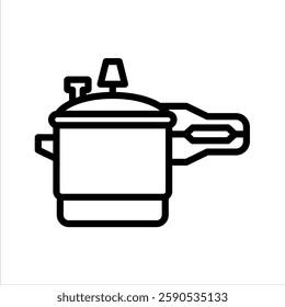 Pressure Cooker Line Vector Illustration On White Background.