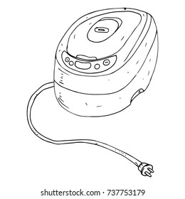 Pressure cooker, multicooker. Vector illustration crockpot. Hand drawn pressure cooker. 