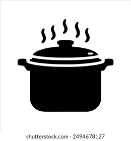 Pressure cooker silhouette on white background. Pressure cooker icon vector sign illustration design.
