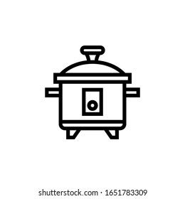 Pressure cooker vector icon in lineout, linear style isolated on white background
