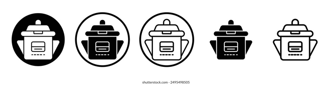 Pressure cooker vector icon set in black and white color.