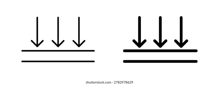Pressure force and impact symbols with downward arrows on surface