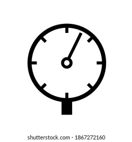 Icono Negro Del Indicador De Presión, Ilustración Del Vector, Aislado En Etiqueta De Fondo Blanco. EPS10