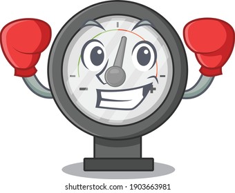 Pressure gauge Caricature character design as a champion of boxing competition